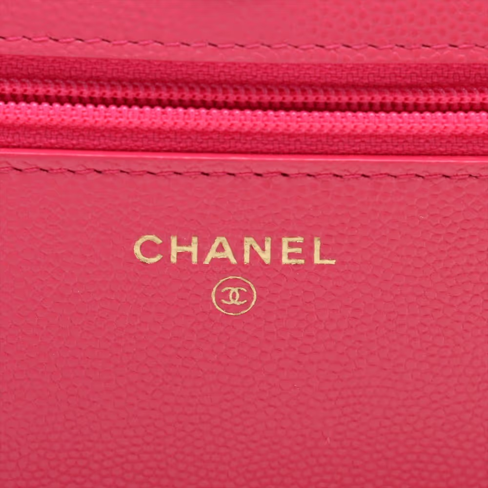 Quilted Caviar Big Logo WOC - GHW/ Pink