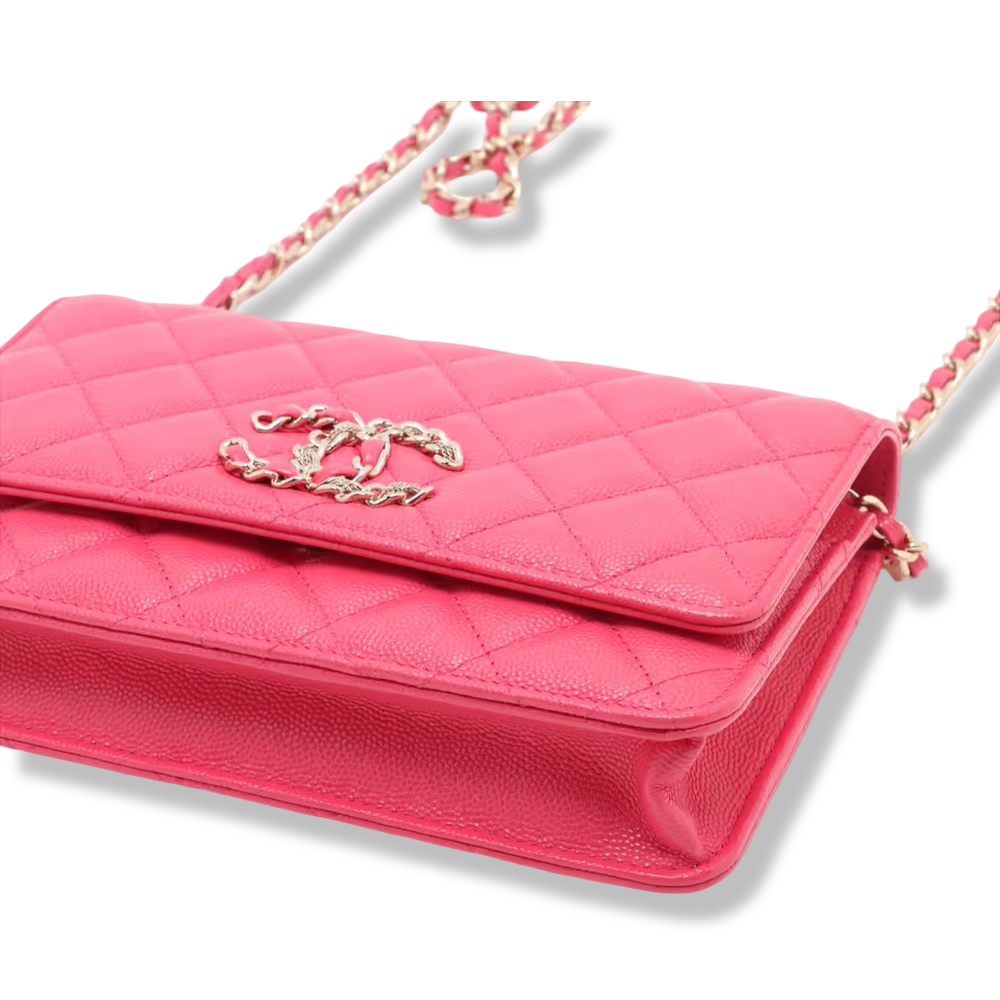Quilted Caviar Big Logo WOC - GHW/ Pink