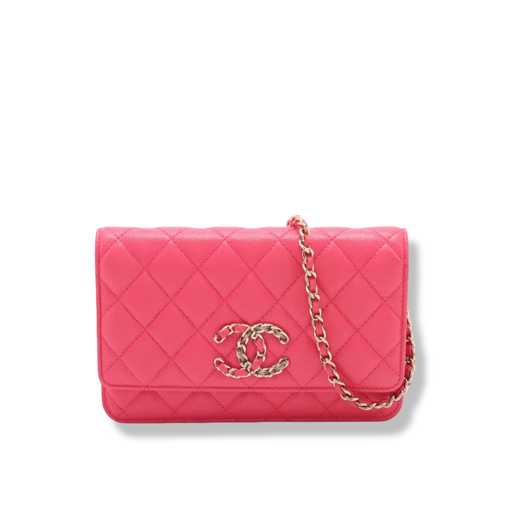 Quilted Caviar Big Logo WOC - GHW/ Pink