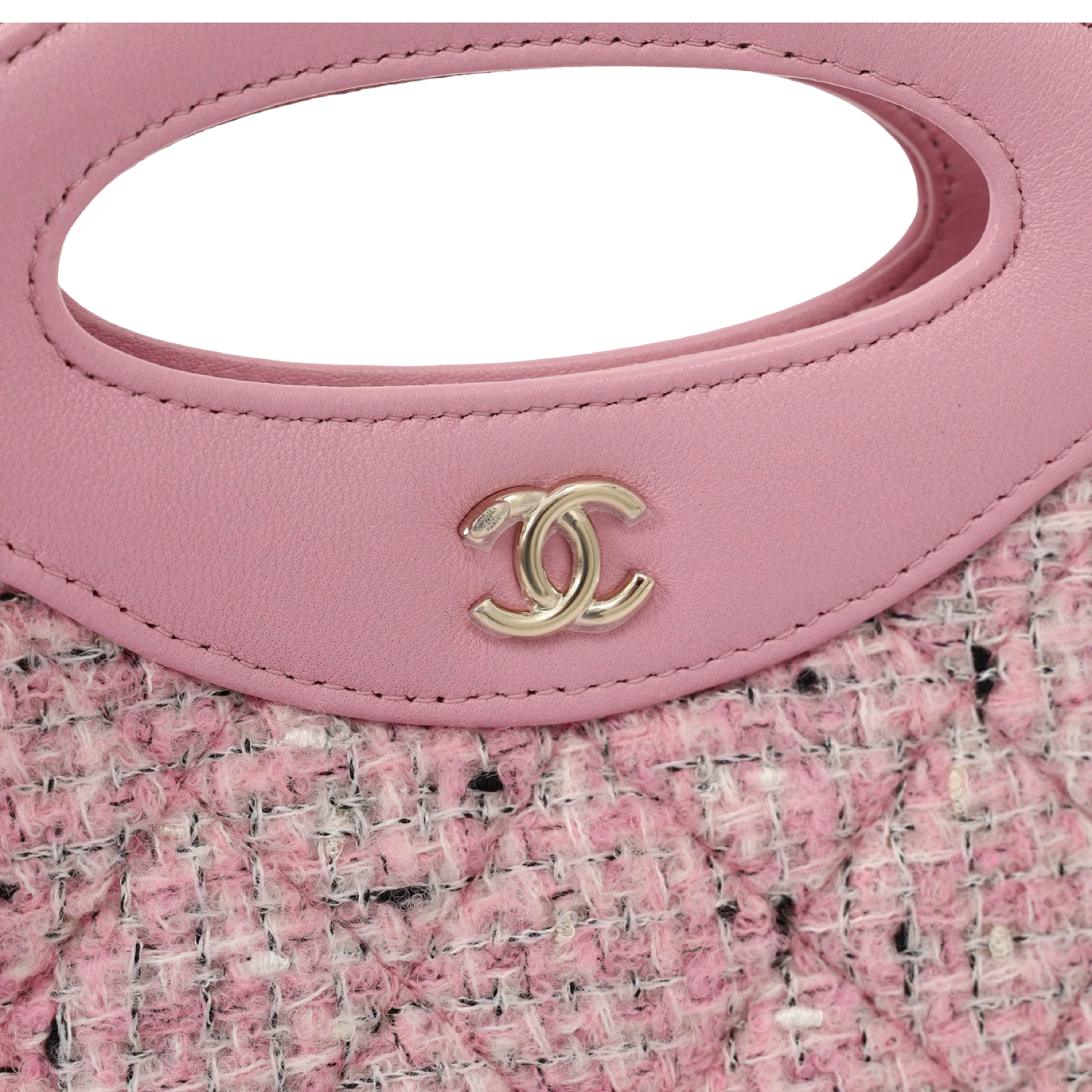 Chanel 19A Quilted Tweed Calfskin Nano 31 Bag - GHW/ Pink