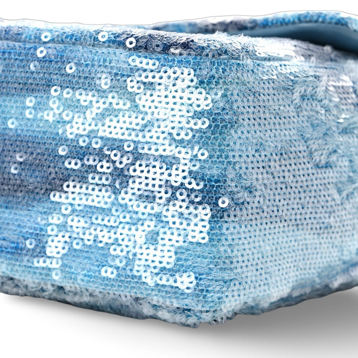 Chanel Quilted Sequin Jumbo Waterfall Flap- SHW/ Light Blue