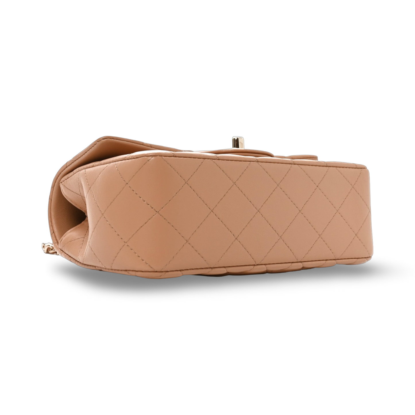 Chanel 25A Quilted Lambskin Rectangular Mini Top Handle Flap - GHW / Beige