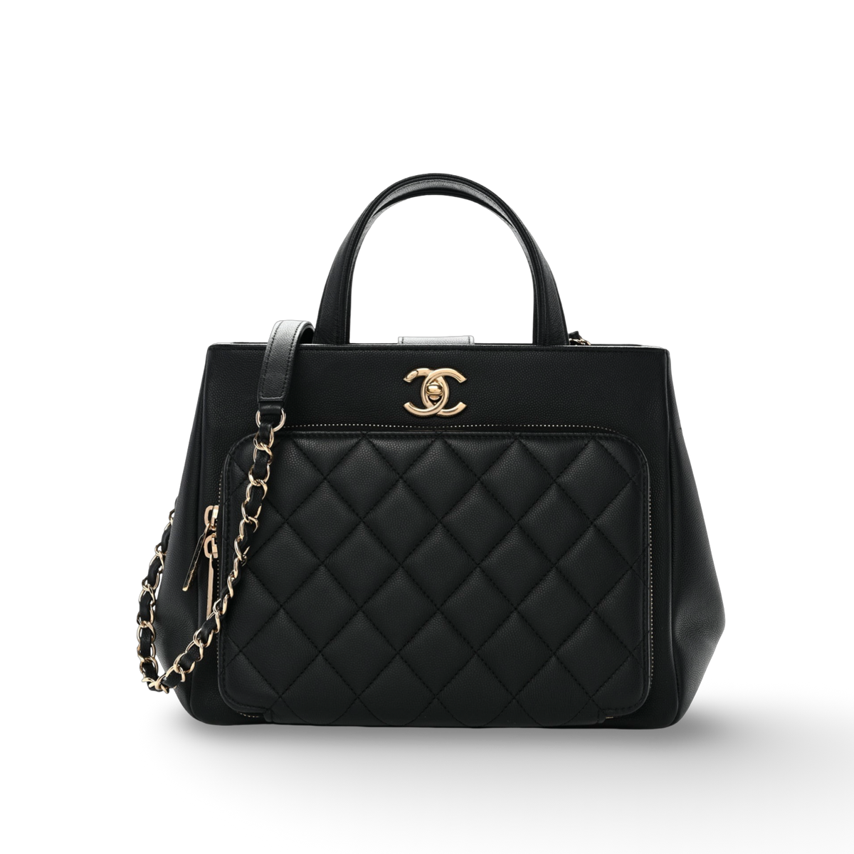 Chanel Quilted Caviar Small Business Affinity Shopping Bag - GHW/ Black