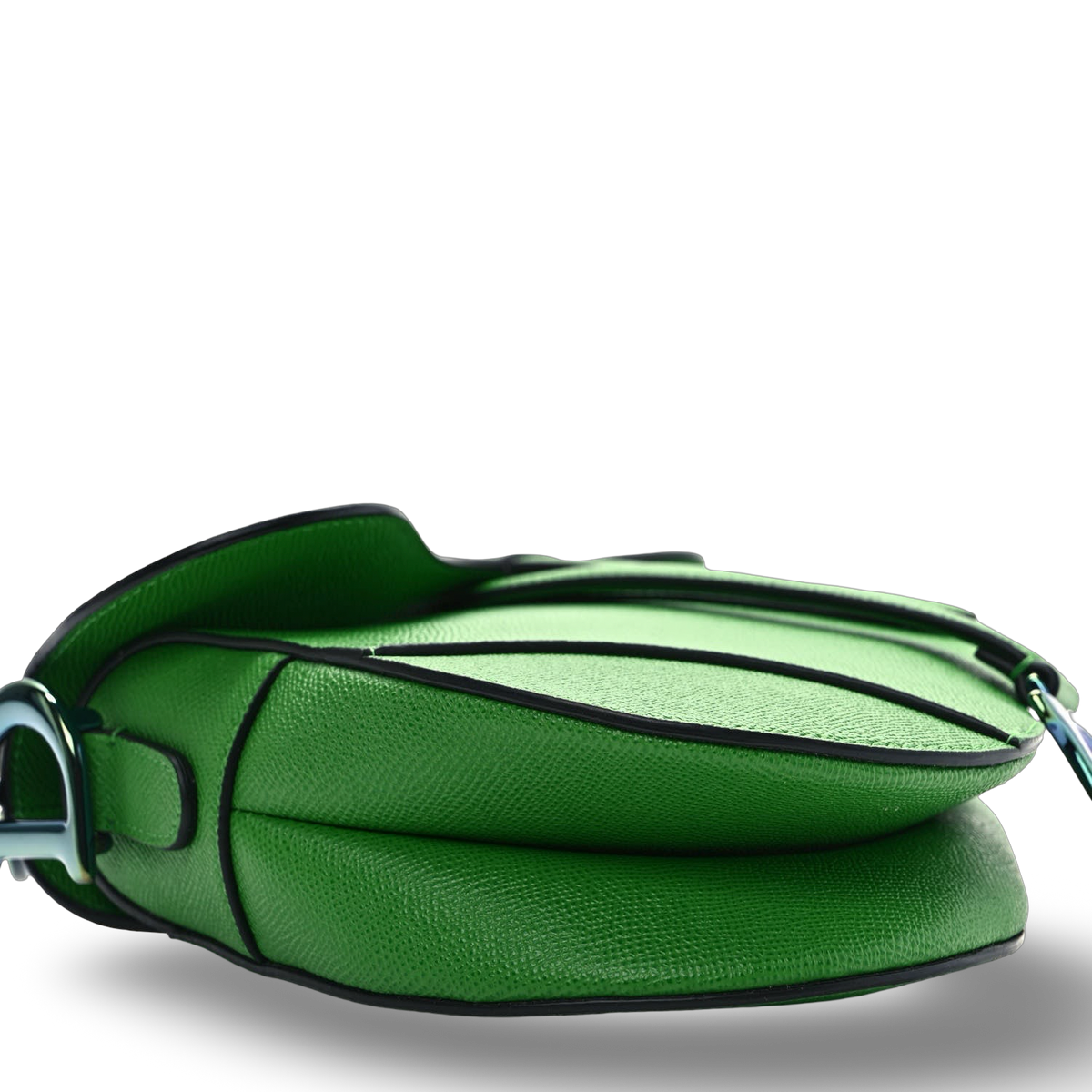 Dior Grained Calfskin Medium Saddle Bag - Metallic/ Green