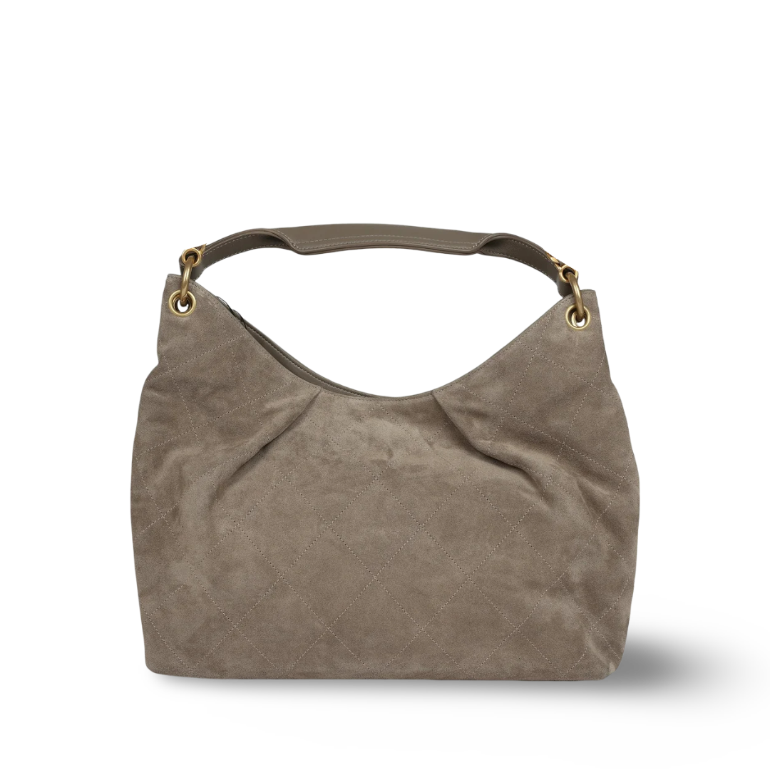 Chanel Quilted Suede Large Hobo - GHW/ Dark Grey