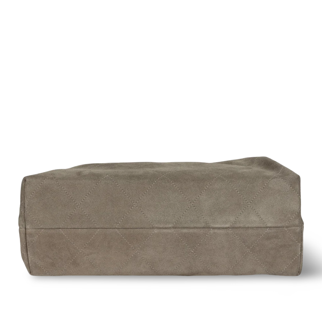 Chanel Quilted Suede Large Hobo - GHW/ Dark Grey