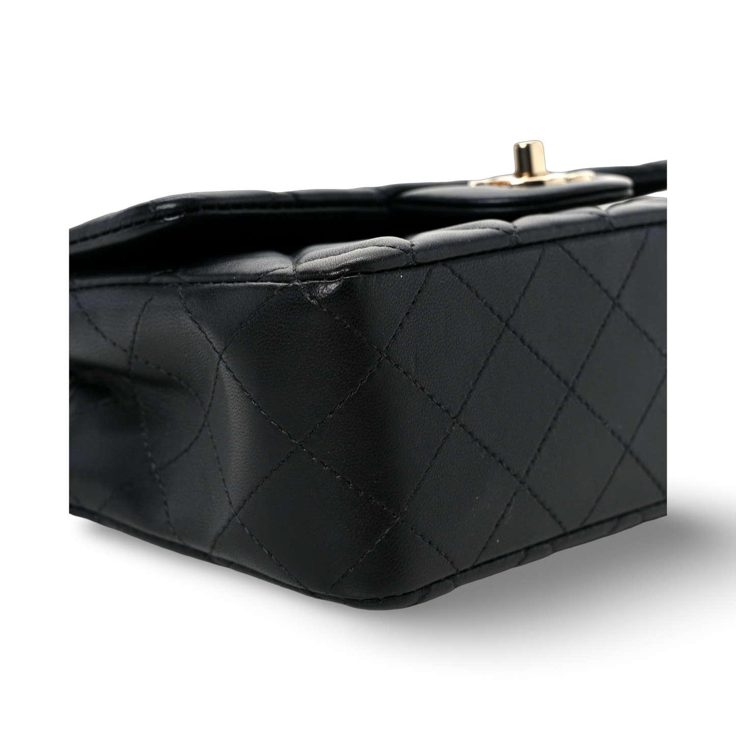 Chanel Quilted Lambskin Mini Rectangular Single Flap Bag - GHW / Black