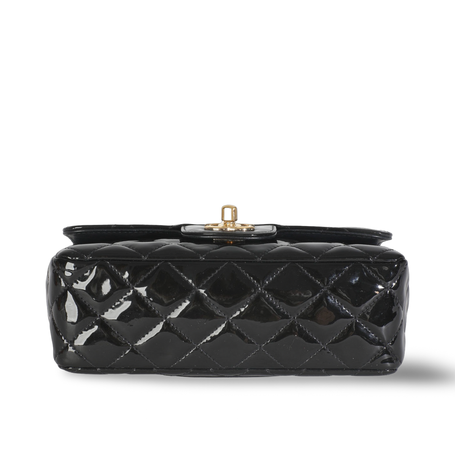Chanel Quilted Patent Mini Rectangular Single Flap Bag - GHW / Black