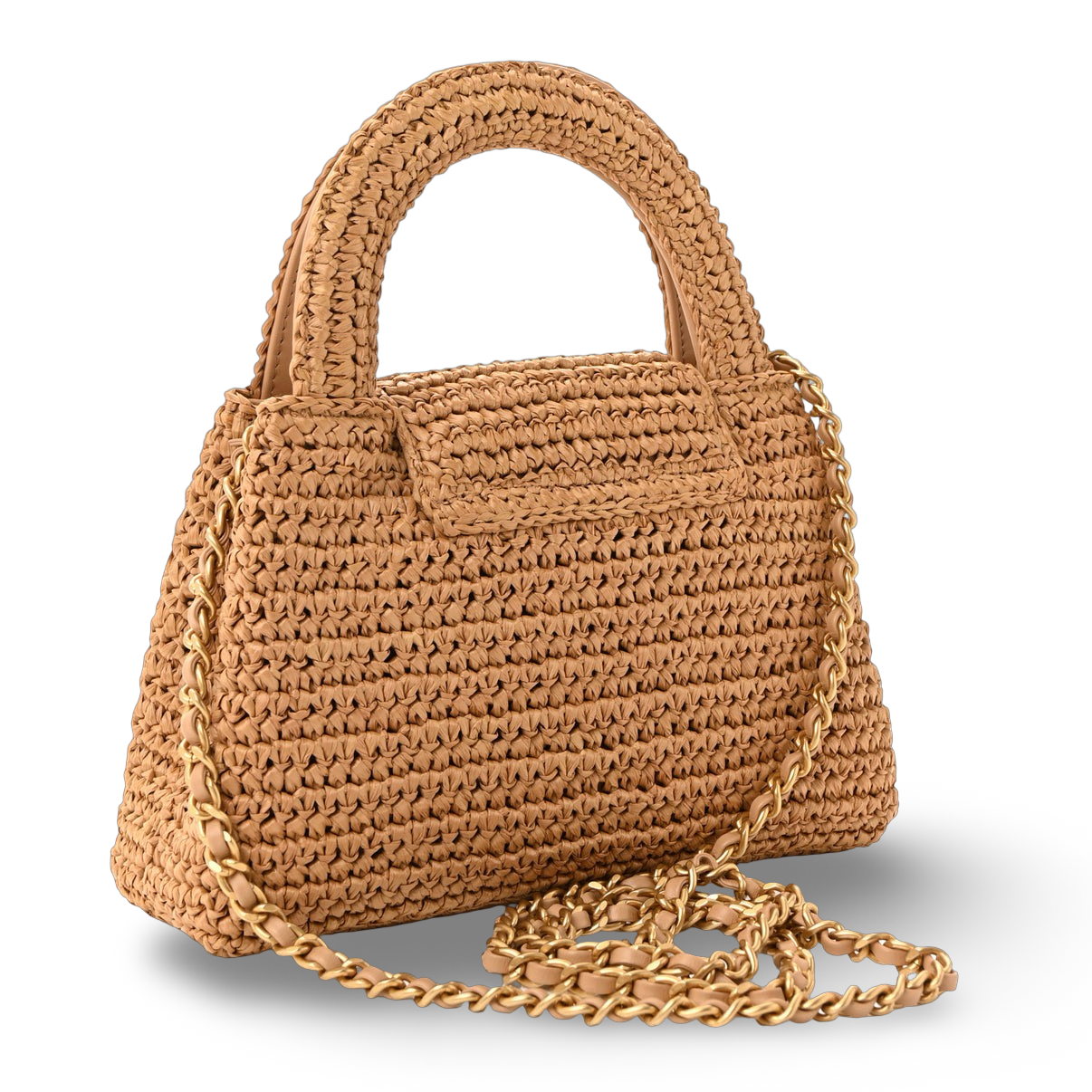Chanel Braided Raffia 26C Small Kelly Bag - GHW / Beige