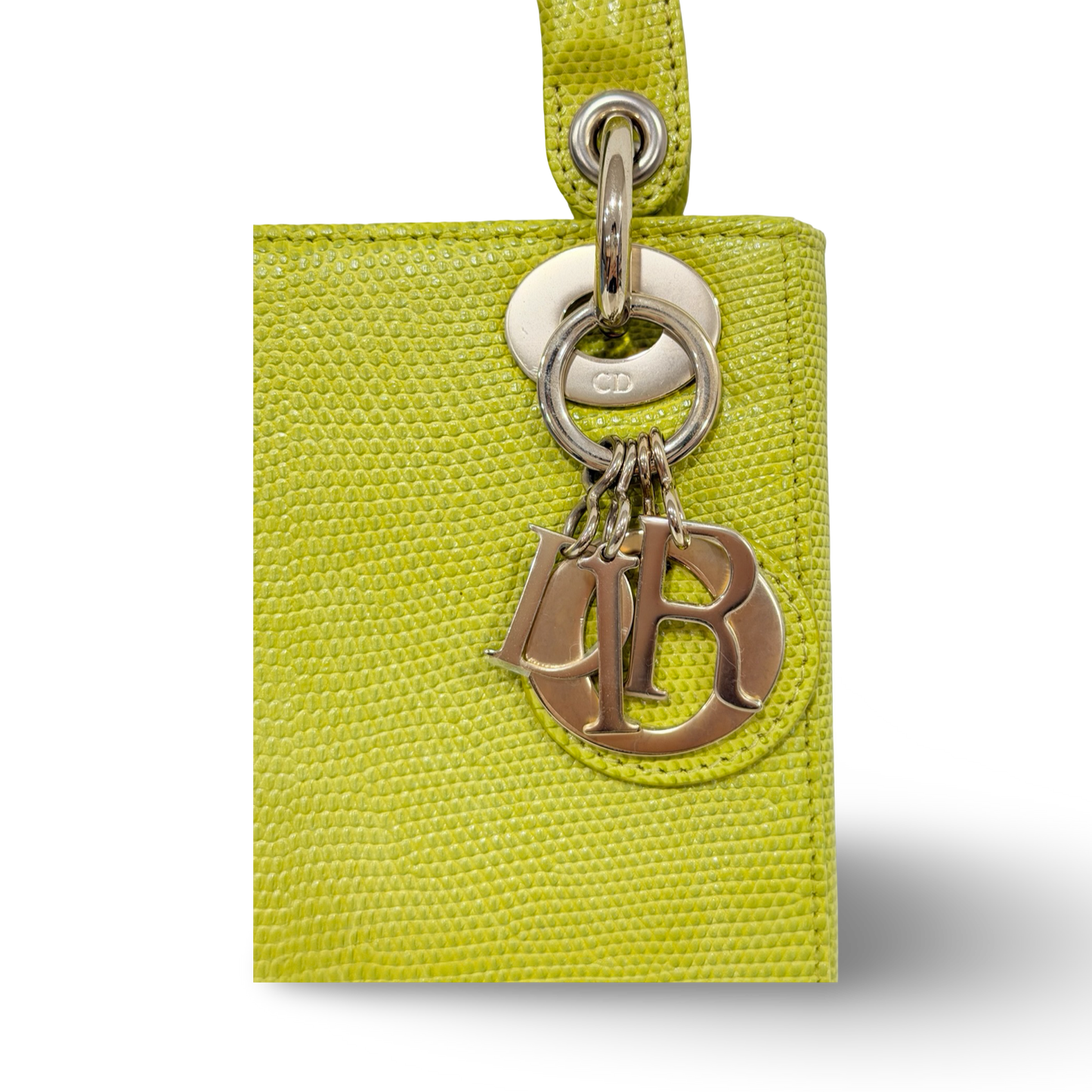 Dior Quilted Lizard Mini Lady Dior -GHW/Lime Yellow