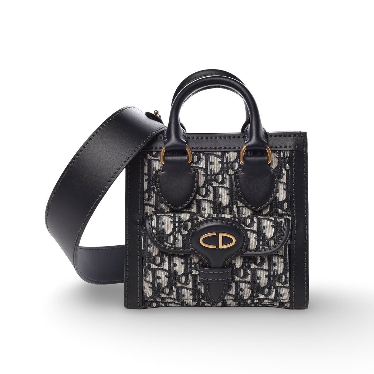 Dior Cavas Oblique Mini Tote Bag  - GHW/ Navy