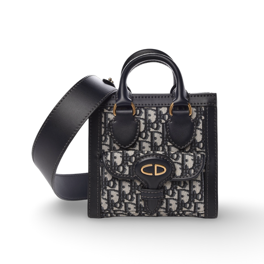 Dior Cavas Oblique Mini Tote Bag  - GHW/ Navy