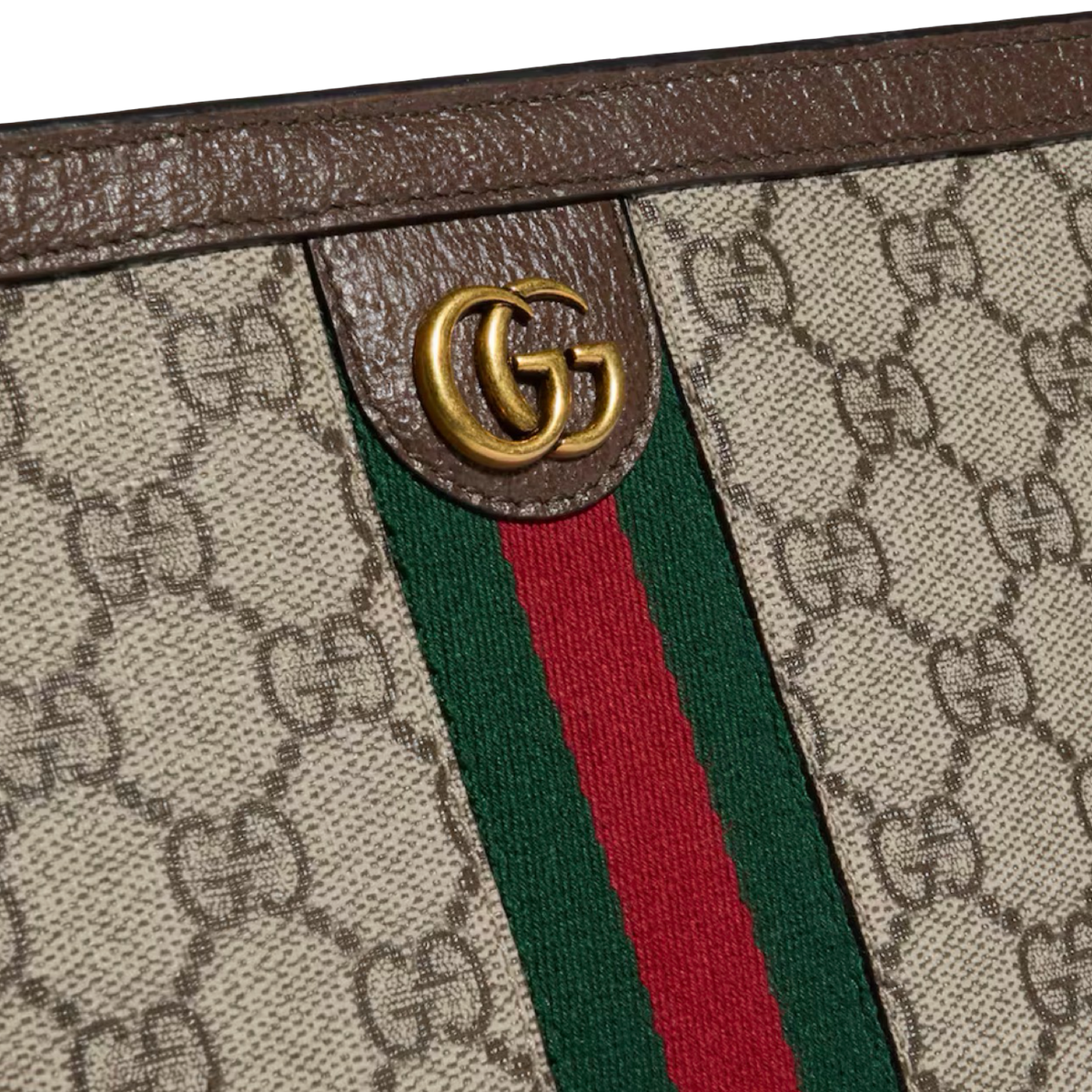 Gucci Canvas Ophidia Medium Clutch- GHW / Brown