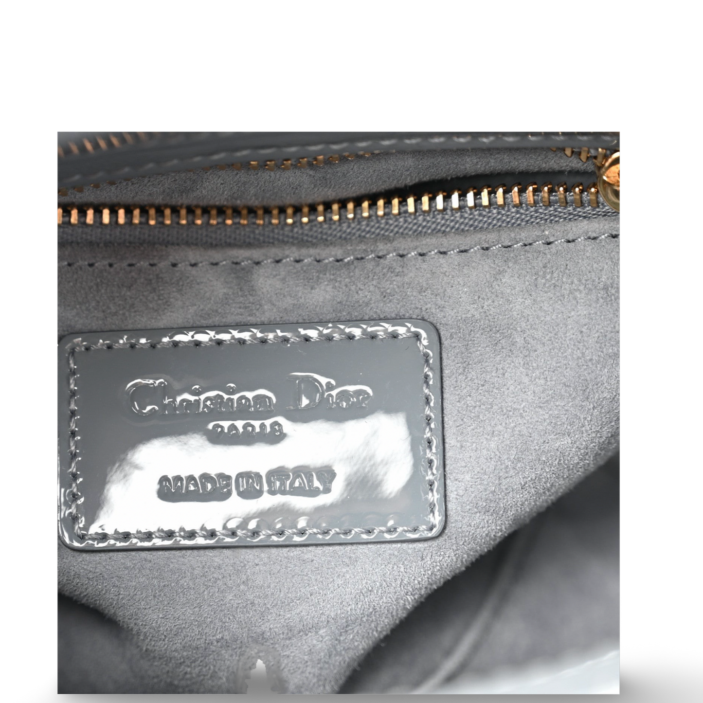 Dior Cannage Patent Mini Lady Bag - GHW / Gray