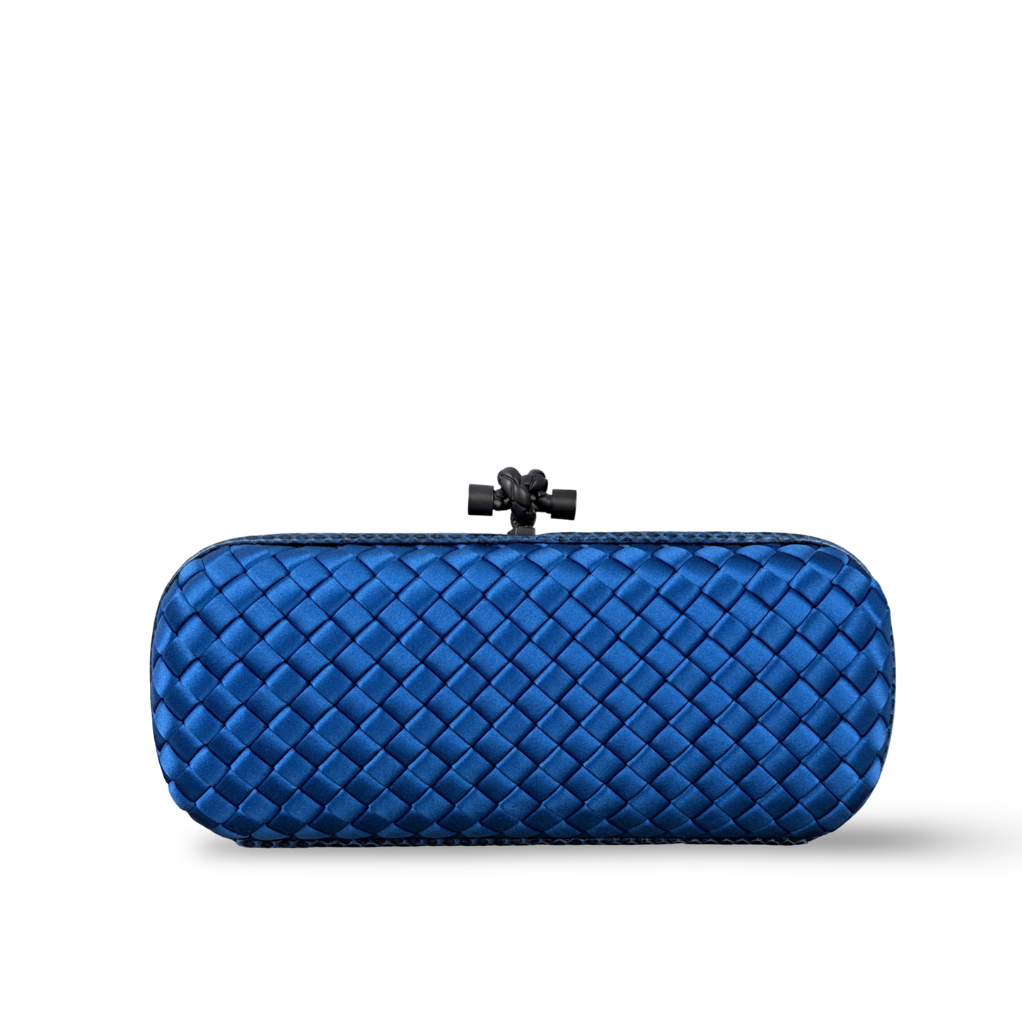 Bottega Veneta Satin Ayers Intreccio Impero Stretch Knot Clutch - Royal Blue
