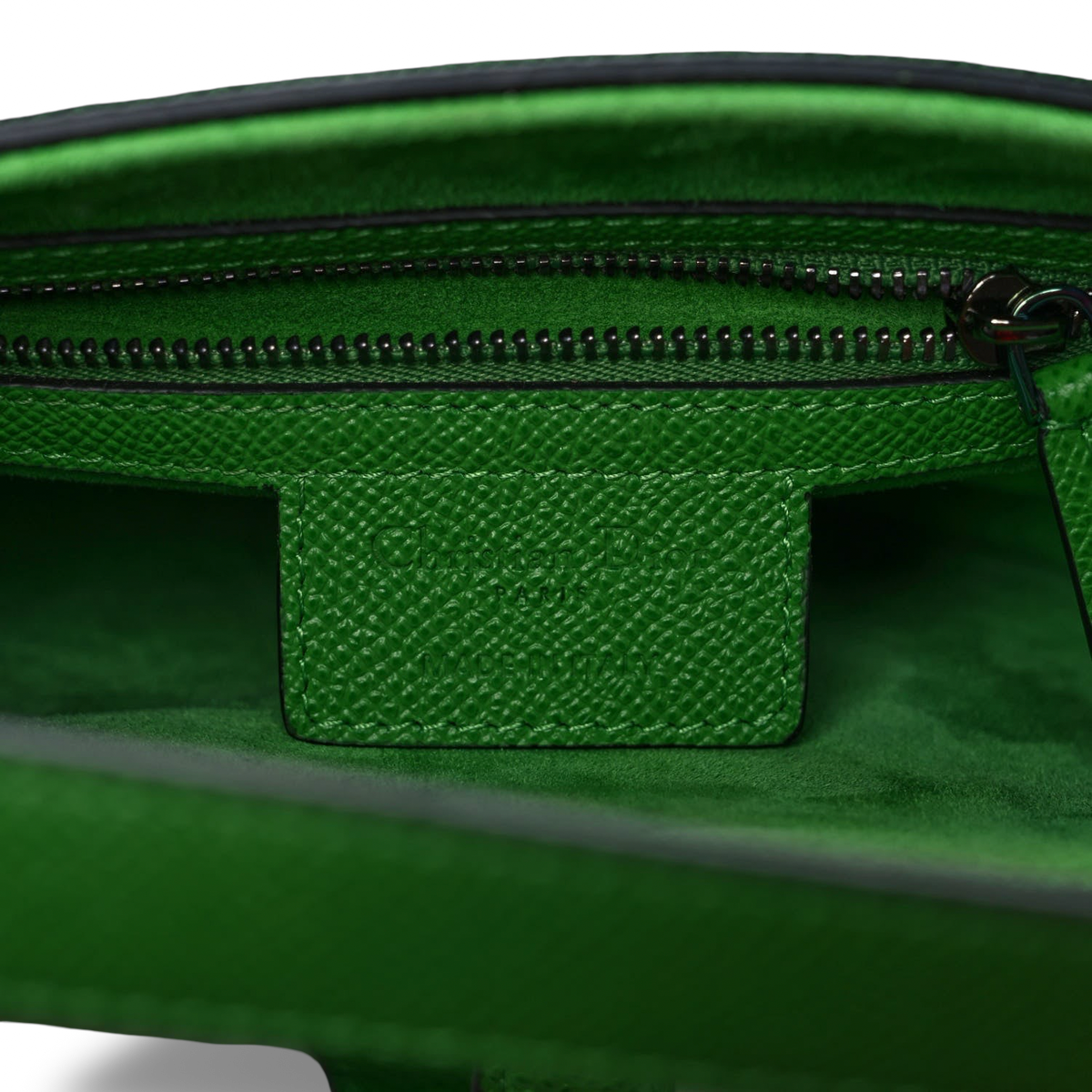 Dior Grained Calfskin Medium Saddle Bag - Metallic/ Green