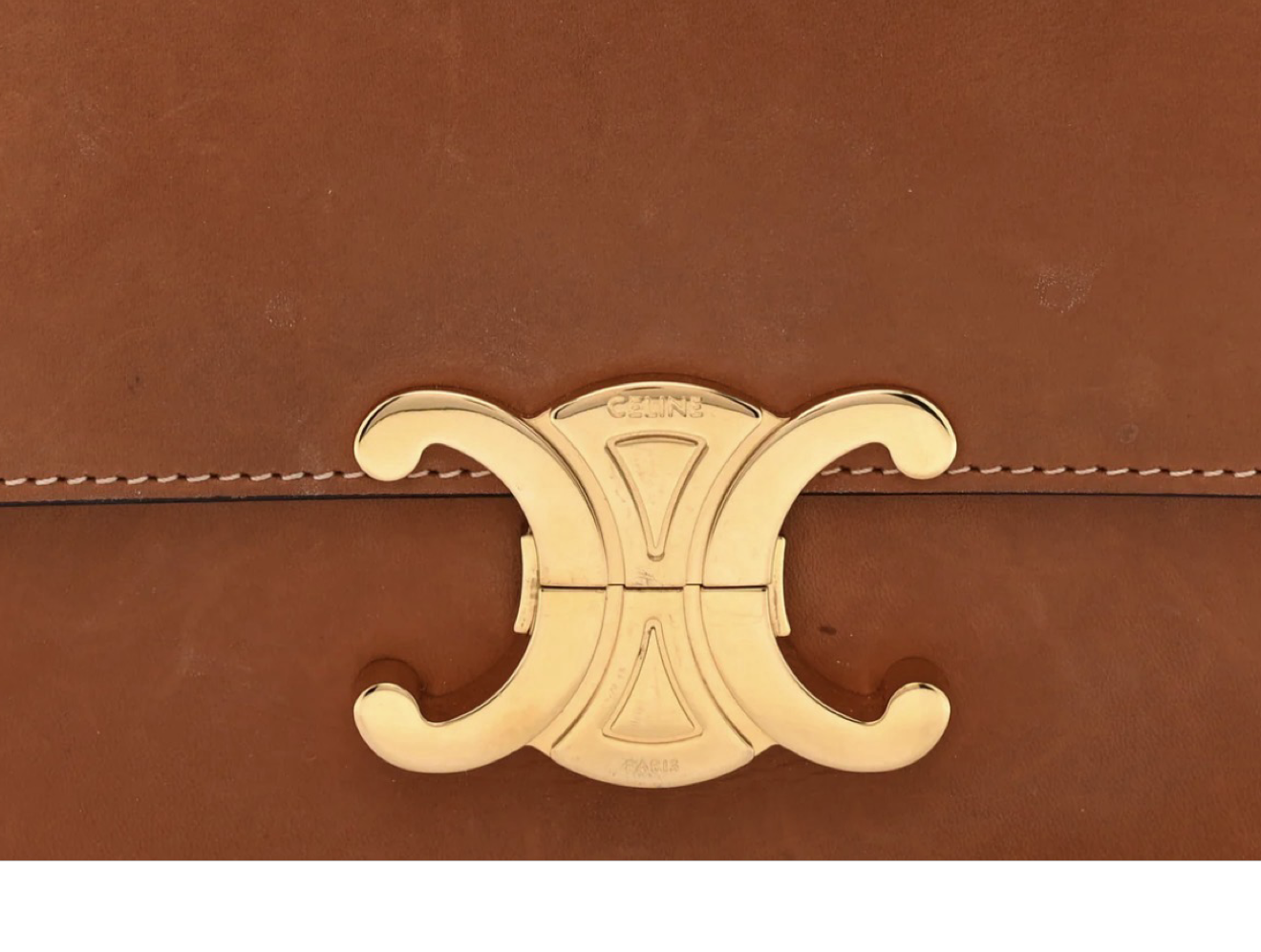 Celine Calfskin Triomphe Shoulder Bag - GHW / Tan