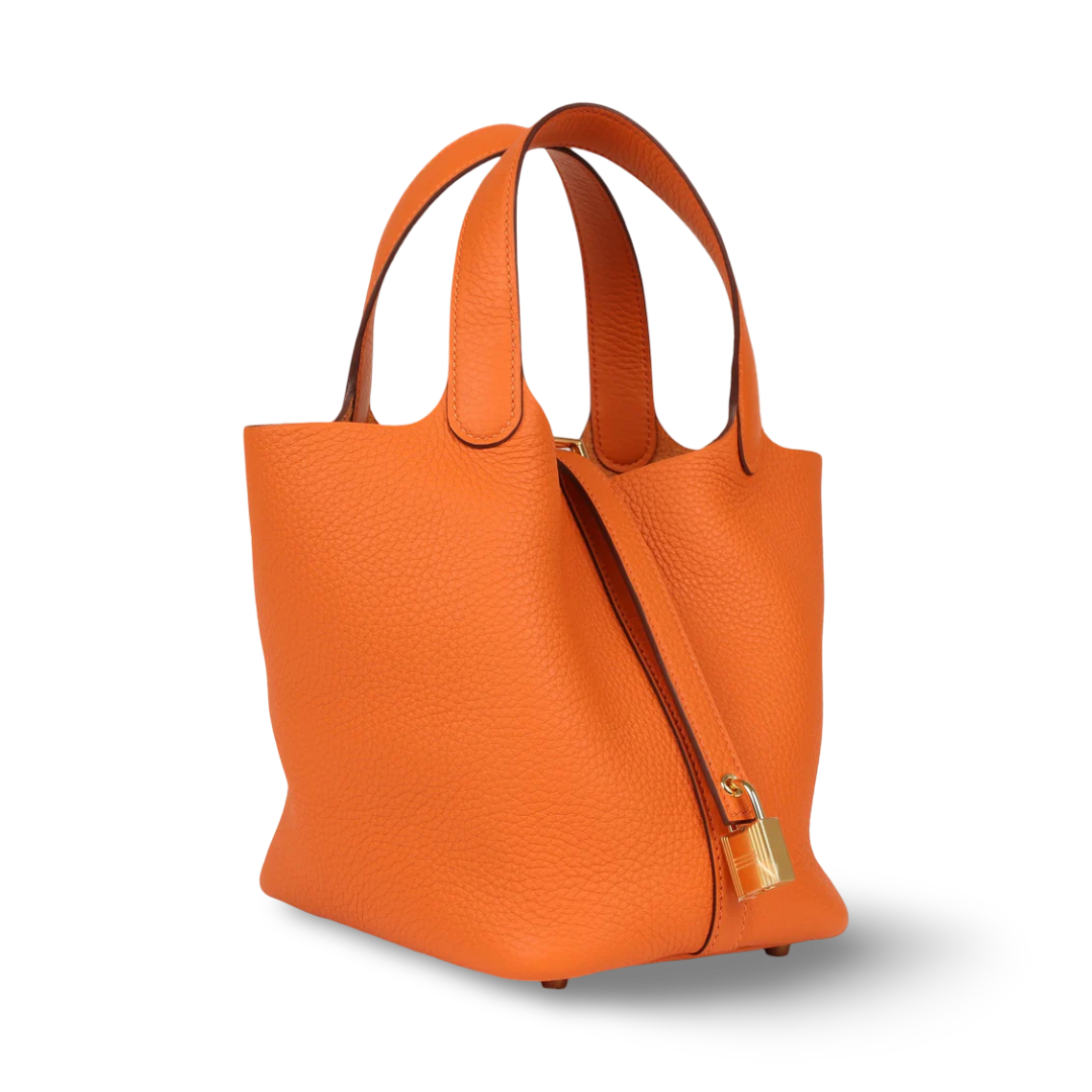Hermès Taurillon Clemence Picotin Lock 18 PM - GHW /Orange