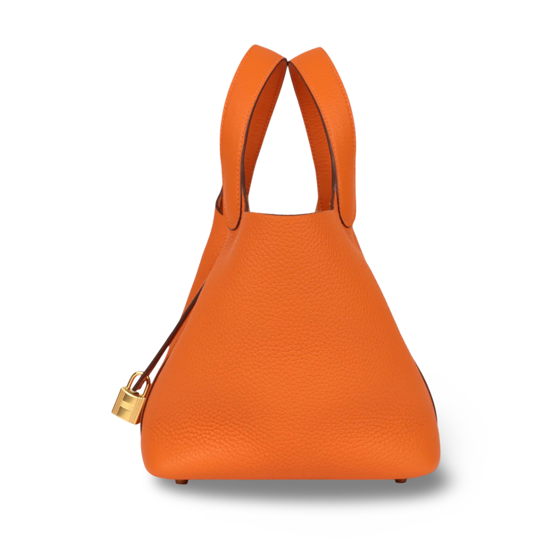 Hermès Taurillon Clemence Picotin Lock 18 PM - GHW /Orange