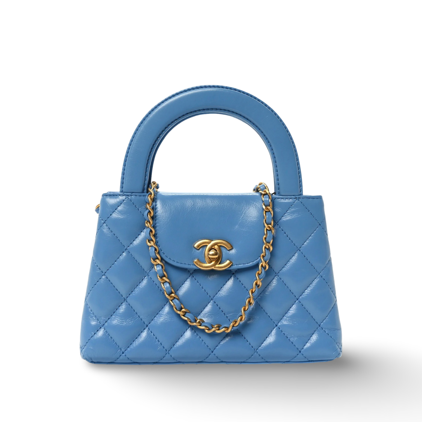 Chanel Quilted Shinny Lambskin Small Kelly Bag - GHW  / Blue