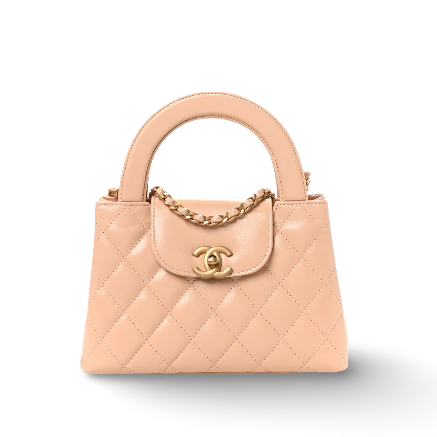 Chanel Quilted Shinny Lambskin 25C Small Kelly Bag - GHW / Beige