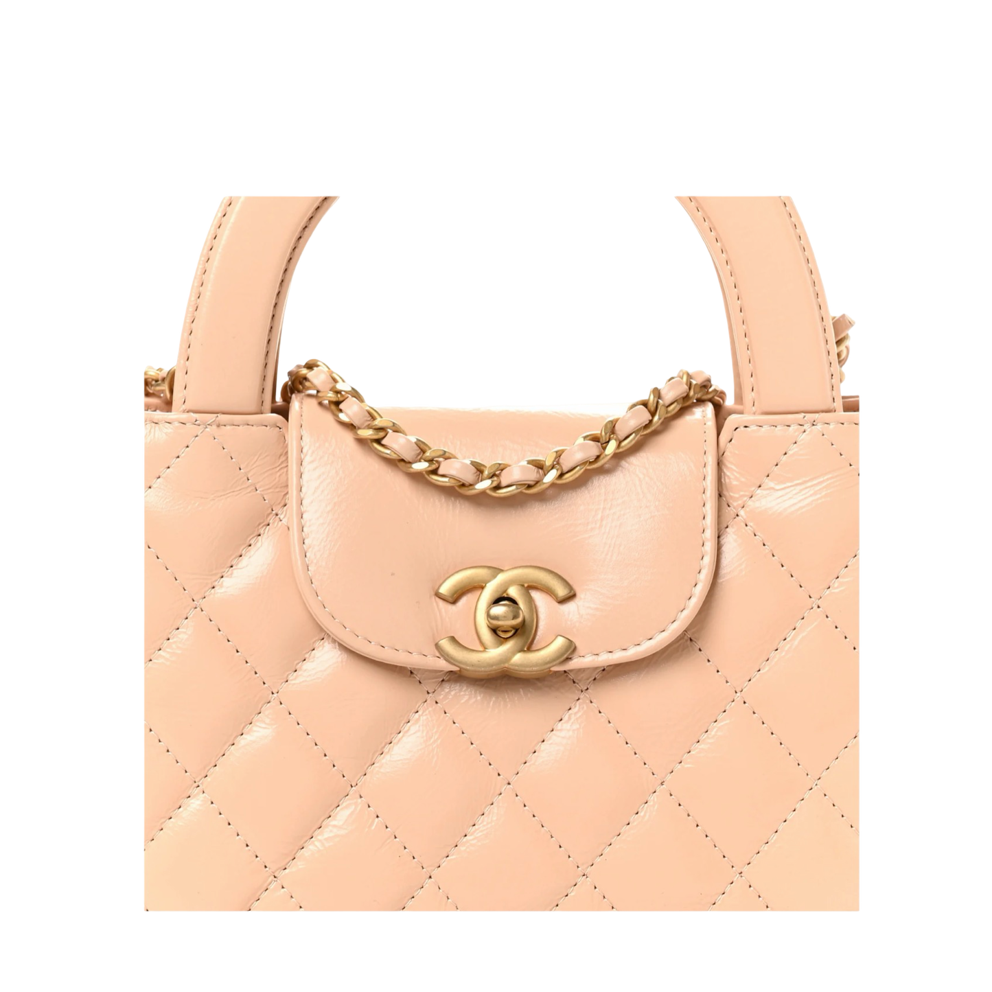 Chanel Quilted Shinny Lambskin 25C Small Kelly Bag - GHW / Beige
