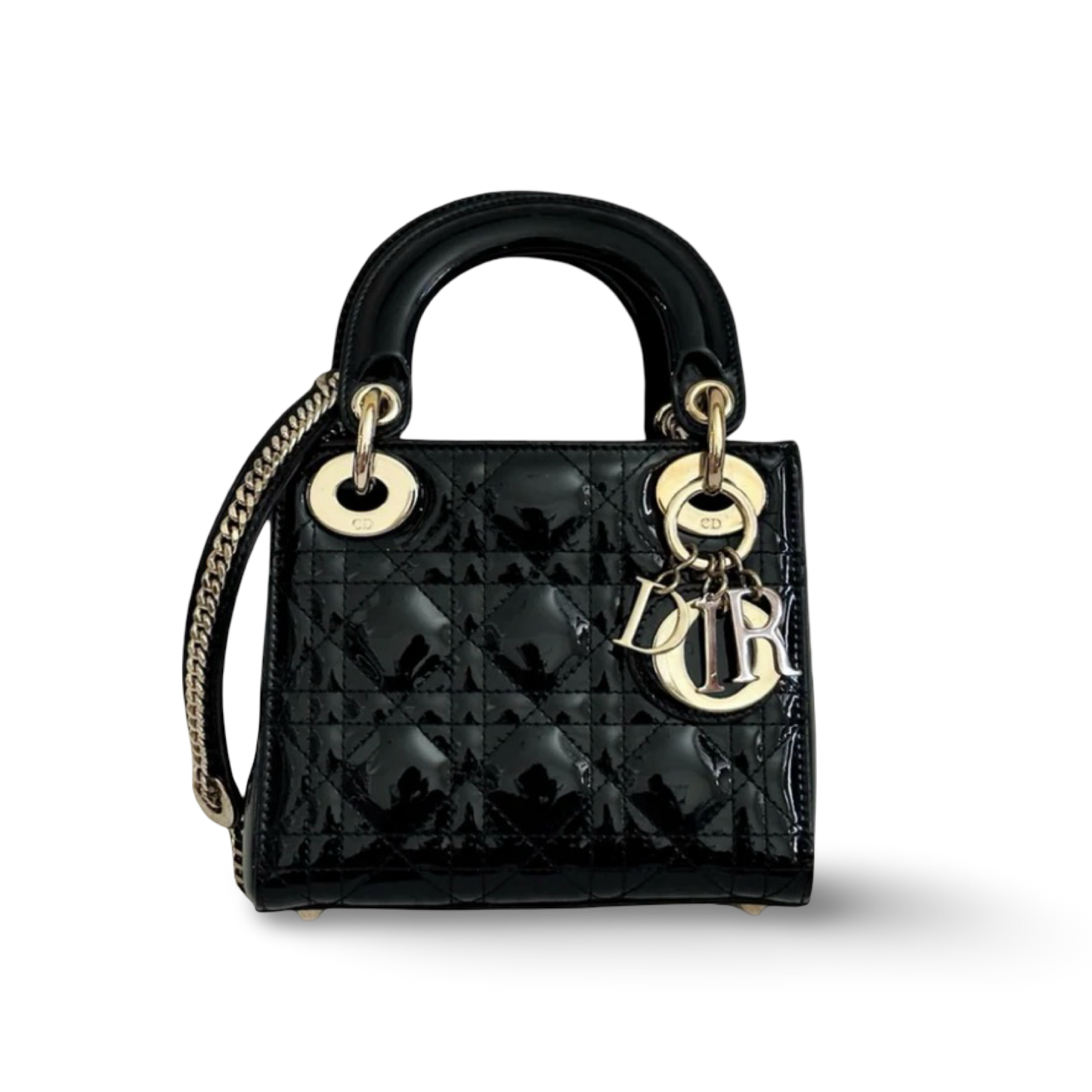 Dior Classic Patent Mini Lady Bag - GHW / Black
