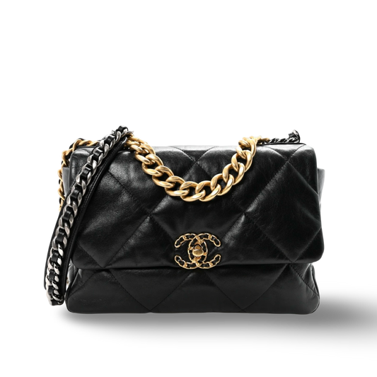 Chanel Quilted Lambskin Large 19Bag - GHW/ Black