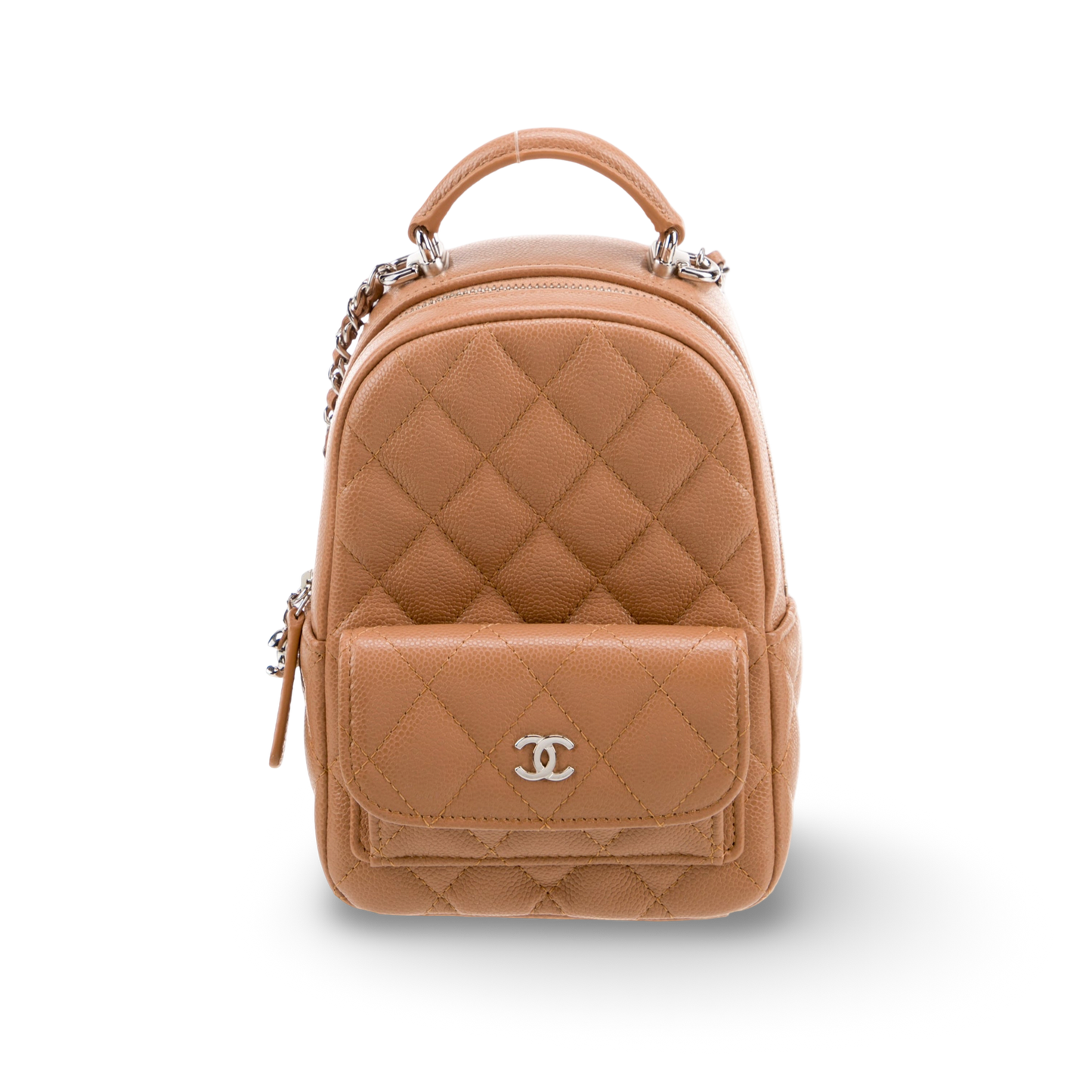 Chanel Quilted Caviar 24C Mini Backpack - GHW/ Caramel