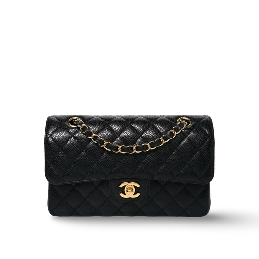 Chanel Quilted Caviar Medium Double Flap - GHW/ Black