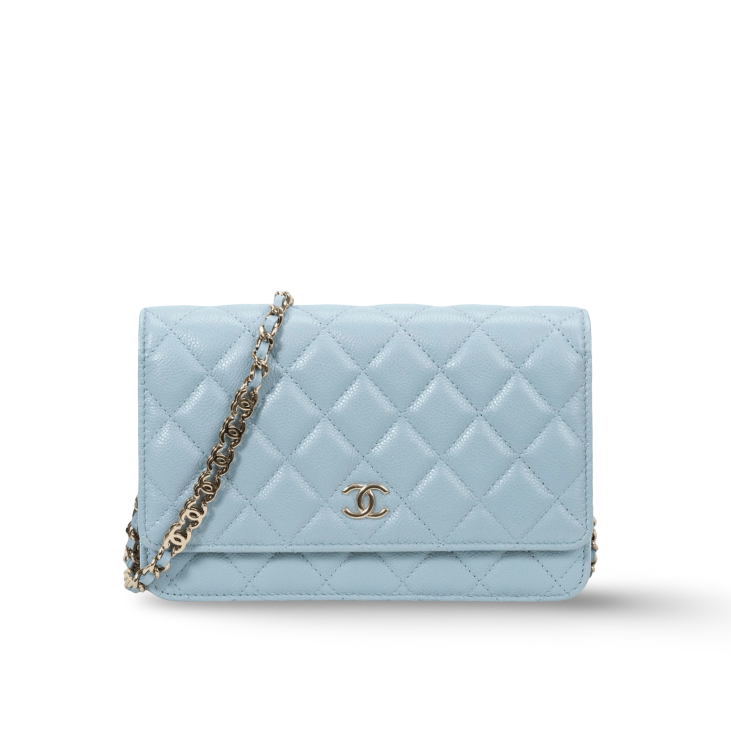 Chanel Quilted Caviar 22P Woc - LGHW / Baby Blue