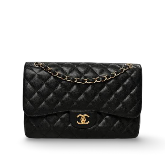 Chanel Quilted Caviar Jumbo Classic Double Flap - GHW/ Black