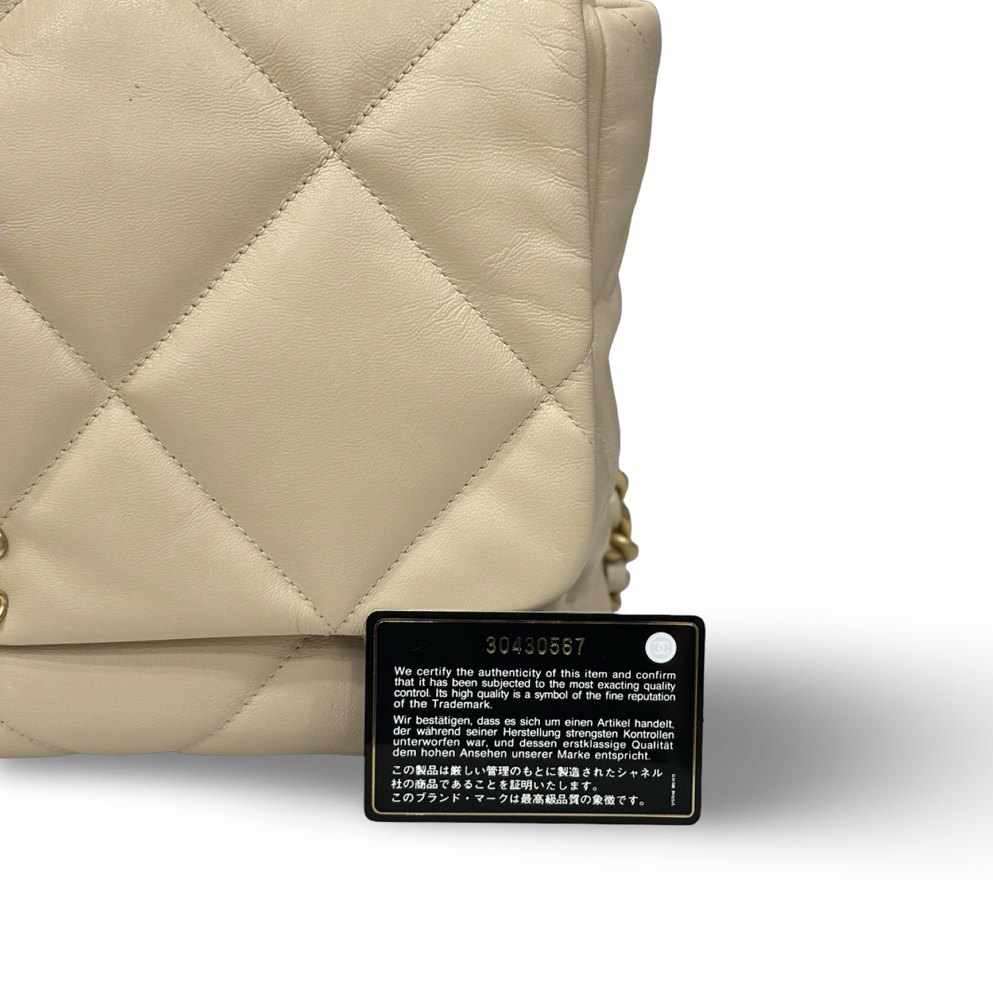 Chanel Quilted Lambskin Maxi 19 bag Bag - GHW / Beige