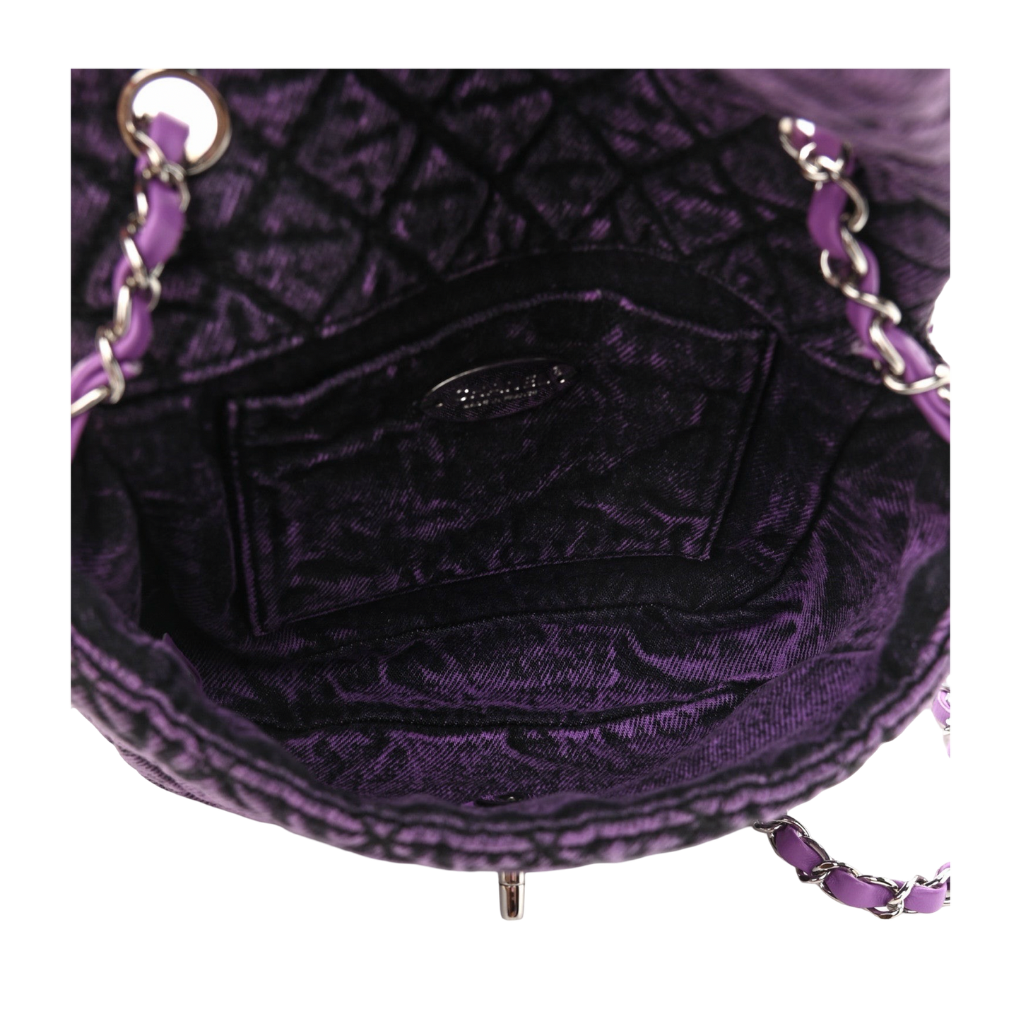 Chanel Quilted Denim Square Bag - Sliver / Purple