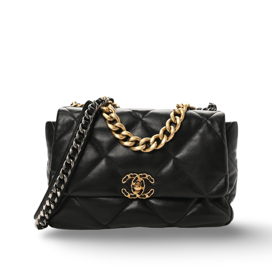 Chanel Quilted Lambskin Medium 19Bag - GHW/ Black