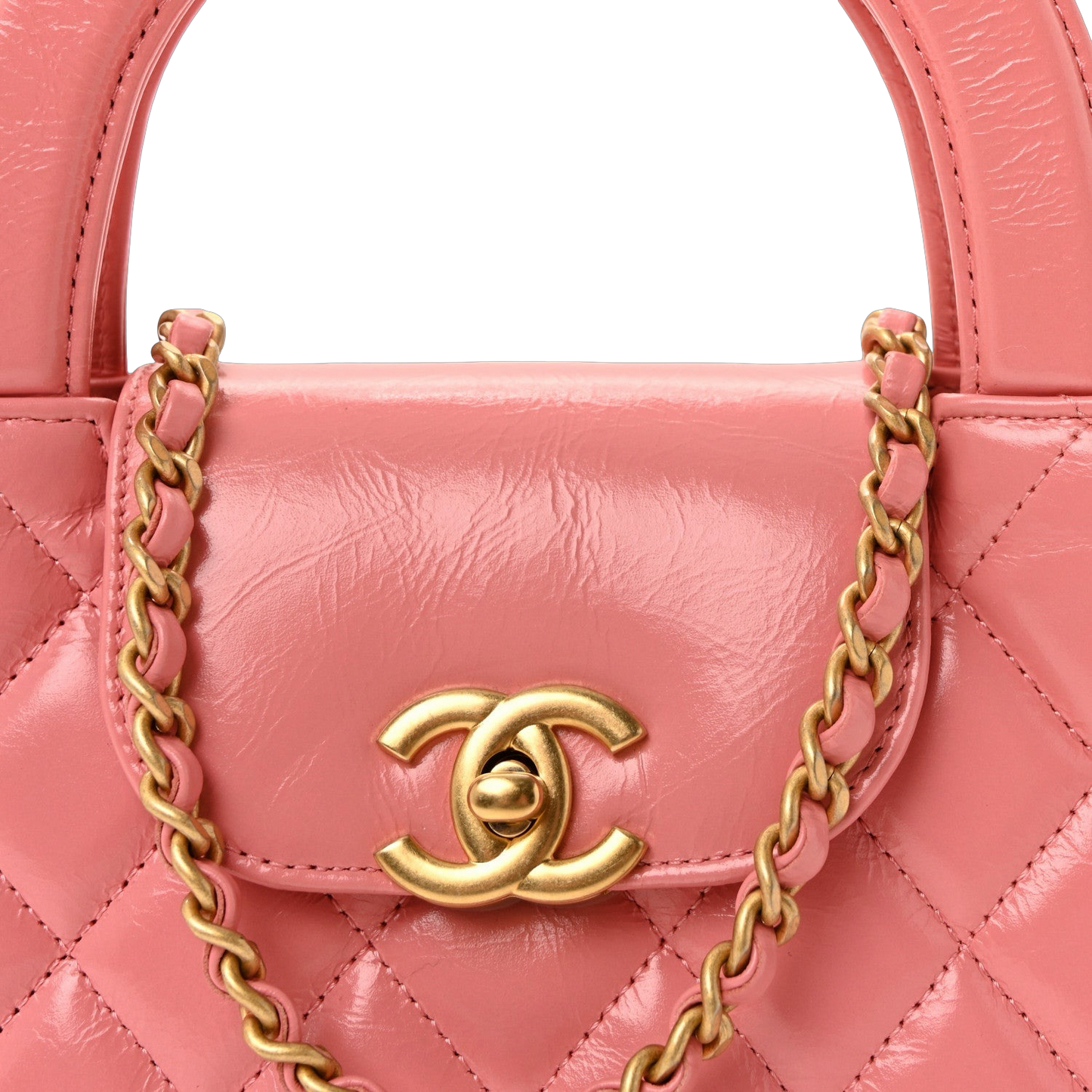 Chanel Quilted Shinny Lambskin 25C Small Kelly Bag - GHW / Peach Pink