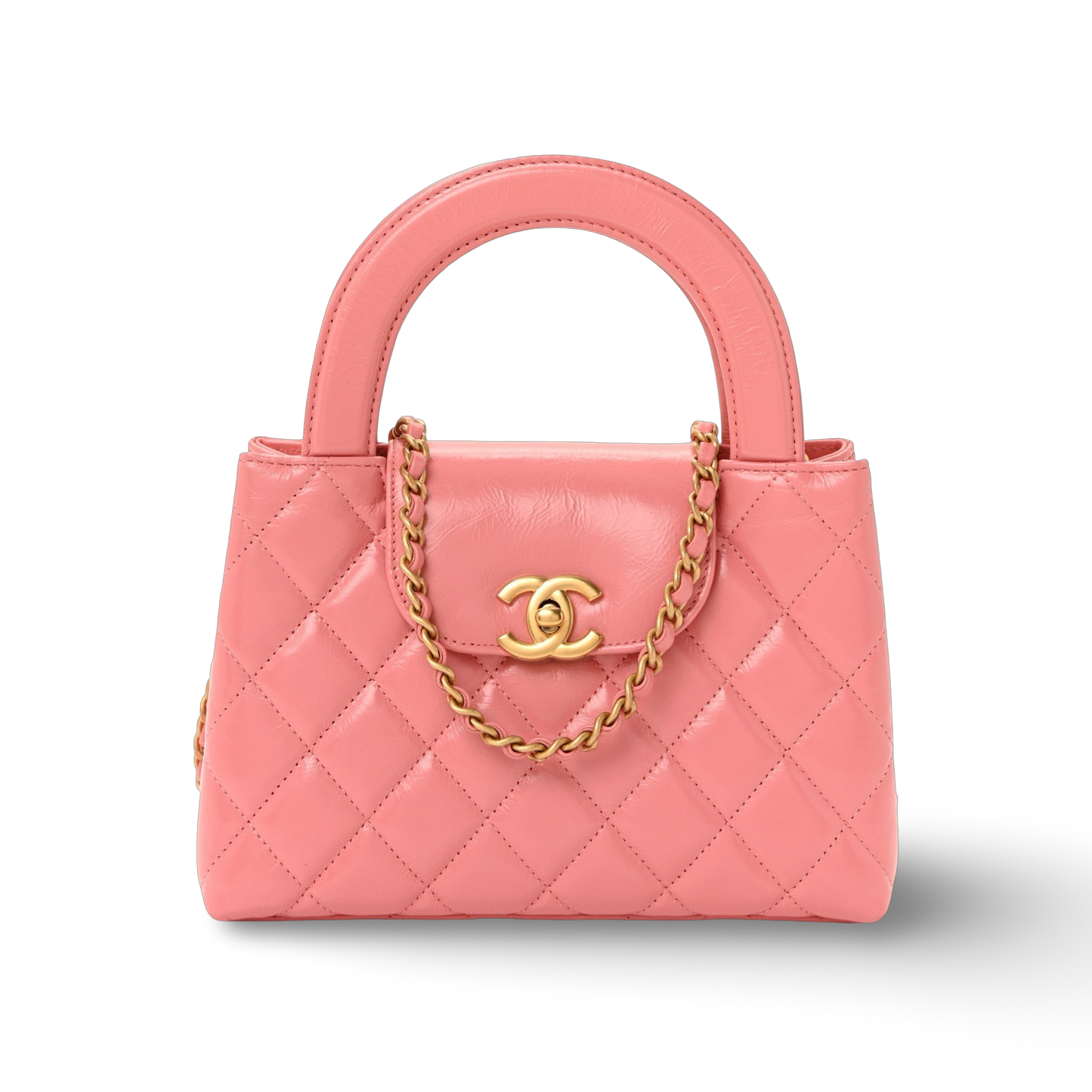 Chanel Quilted Shinny Lambskin 25C Small Kelly Bag - GHW / Peach Pink