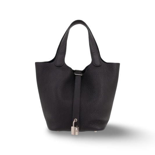 Hermes Taurillon Clemence Picotin Lock 18 PM - PHW / Black