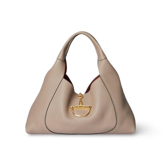 Gucci Calfskin Maxi Softbi Shoulder Bag - GHW / Taupe