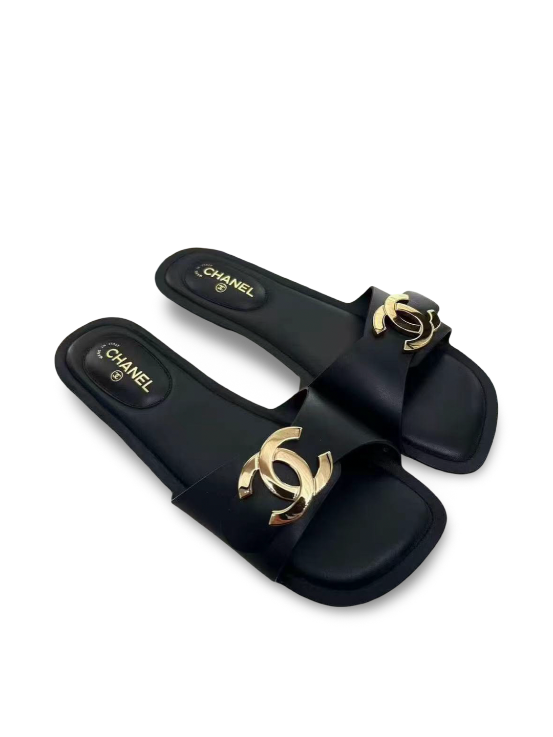 Chanel 26 Fall Collection Calfskin Mules Sandals - GHW / Black