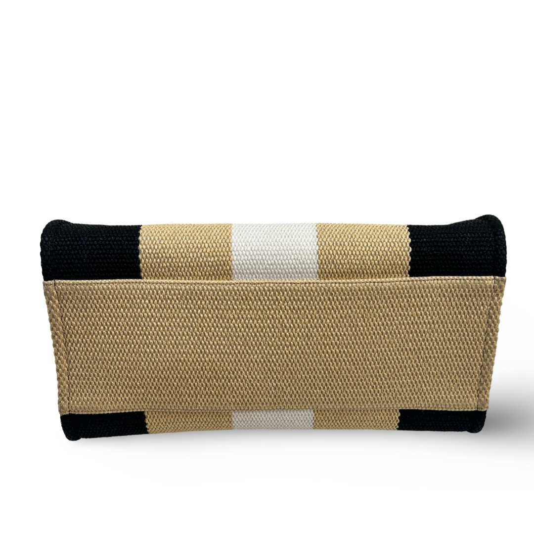 Chanel Straw Raffia Calfskin Striped Medium Deauville Tote Beige