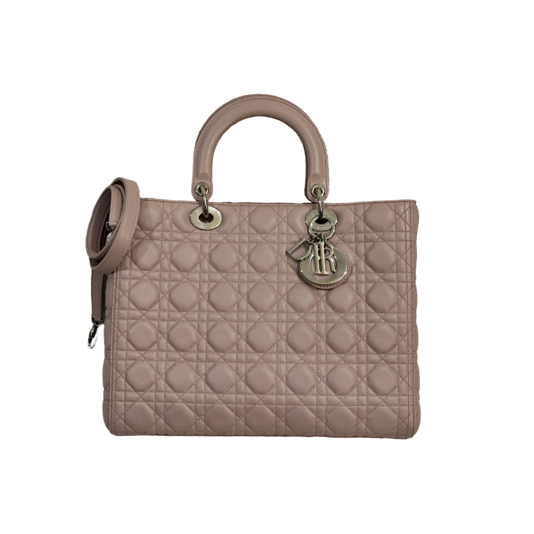 Dior Cannage Lambskin Large Lady Bag Light Pink