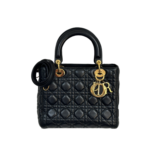 Dior Cannage Lambskin Medium Lady Bag Black