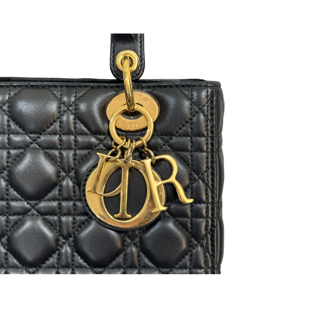 Dior Cannage Lambskin Medium Lady Bag Black
