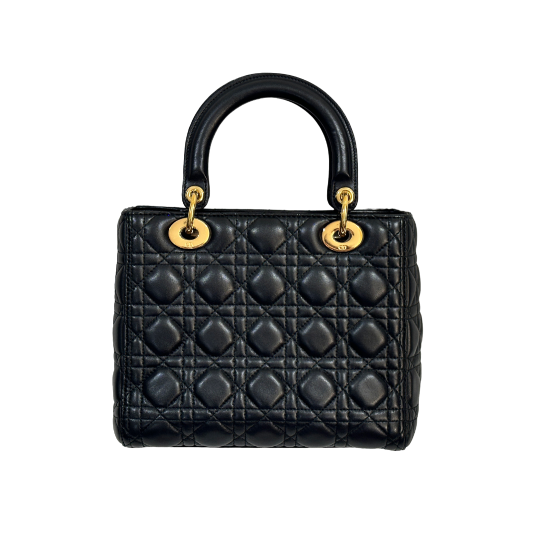 Dior Cannage Lambskin Medium Lady Bag Black