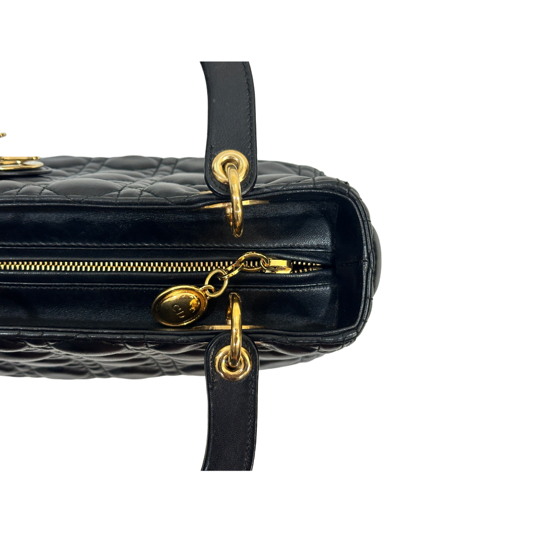 Dior Cannage Lambskin Medium Lady Bag Black