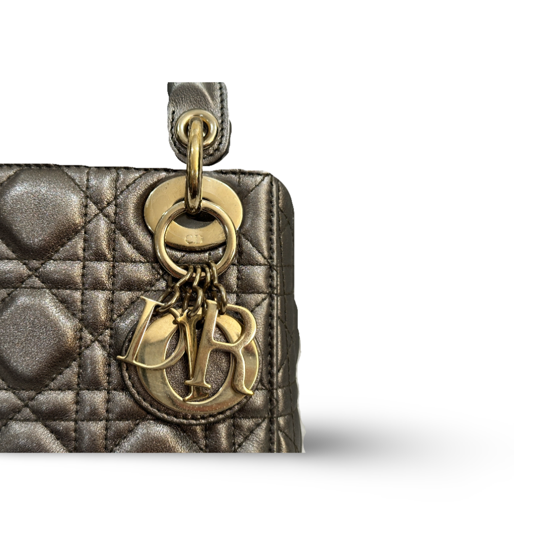 Dior Cannage Lambskin Mini Lady Bag Metallic