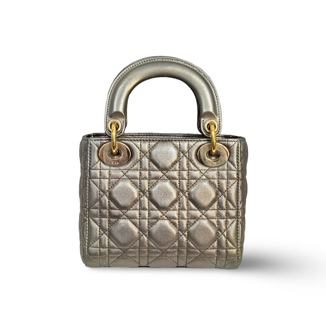 Dior Cannage Lambskin Mini Lady Bag Metallic