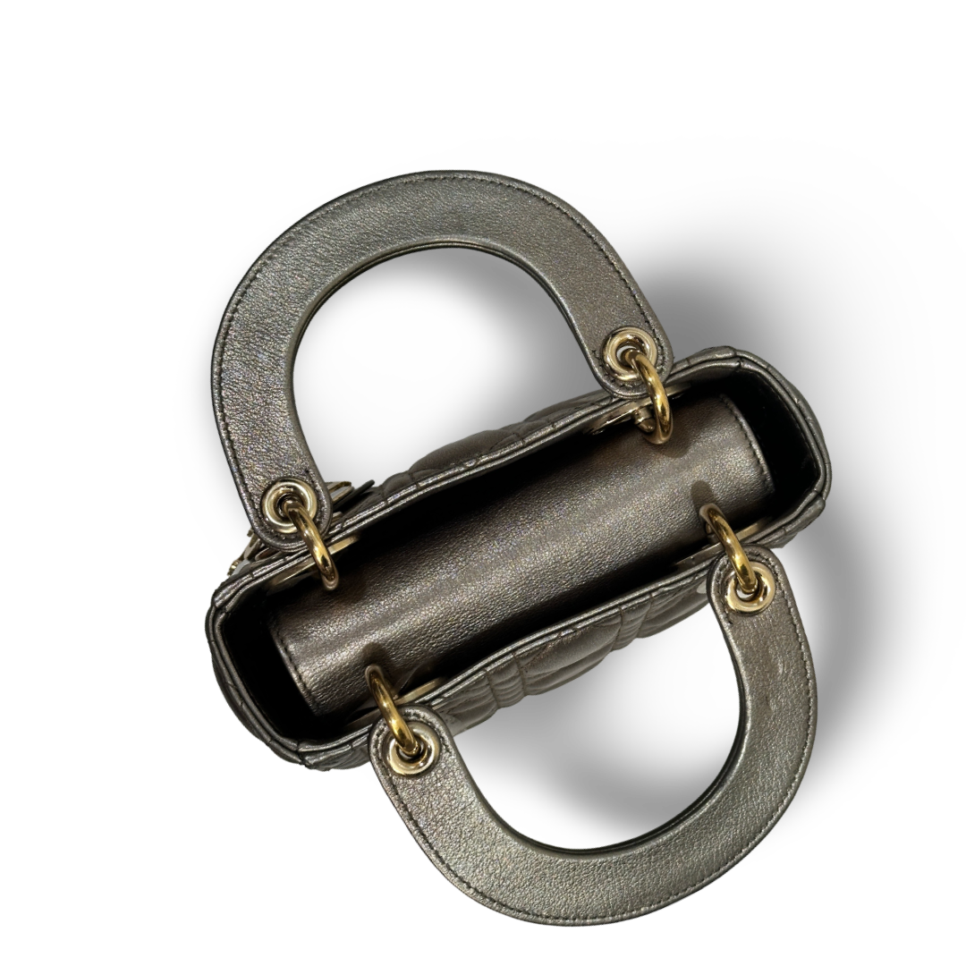 Dior Cannage Lambskin Mini Lady Bag Metallic