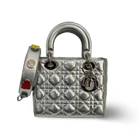 Dior Calfskin Cannage Small My ABCDior Lady Dior Bag  Silver